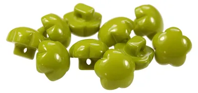 10 x Kinderknopf Blume Motivknopf 1-Loch, 11mm, olivgrün
