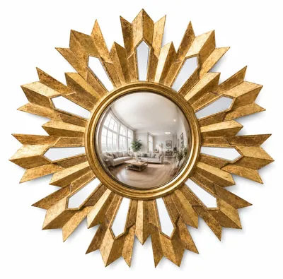 Konvexer Sonnenspiegel, 35,2 cm, gold, mit Aufhänger