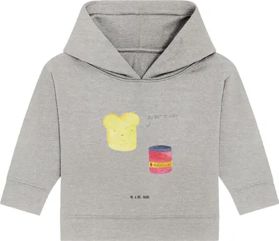 Produktbild von Mr. & Mrs. Panda Organic Baby Hoodie Toast Marmelade 12. - 18. Monat - Heather Grey - Geschenk, Lustige Sprüche, Kapuzenshirt, Dreamteam, Kapuzensweatshirt, Toastbrot