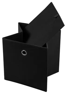 Zdjęcie produktu dla Pudełko do przechowywania ELA, 27x27 cm, składane, zestaw 2 sztuk - eleganckie, składane pudełko do przechowywania, proste koszyki z uchwytem w kolorze czarnym