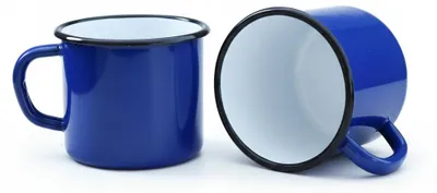 Emaillierte Metallbecher 2er-Set, 250 ml, Blau