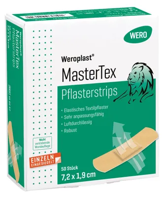 Produktbild von Weroplast MasterTex Pflasterstrips 7,2x1,9cm, 50 Stk/Pkg