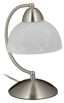 Produktbild von Relaxdays Tischlampe Touch, Retro Design, E14-Fassung, dimmbare Nachttischlampe, Glas & Eisen, HBT 25x15x19 cm, silber