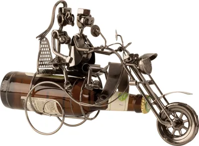 Produktbild von Flaschenhalter Flaschenständer Motorrad mit Paar aus Metall für Bierflasche 0,33 Höhe 21 cm