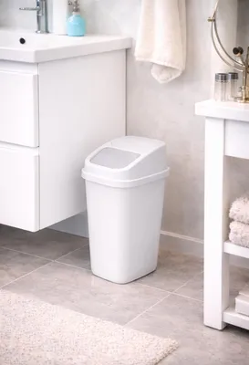 Produktbild von Waste Bin Mülleimer Kosmetikeimer Bad Schwingdeckel 5L Weiß