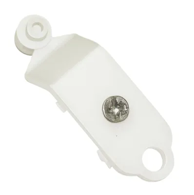 A white plastic roller for a panel curtain is shown against a white background.