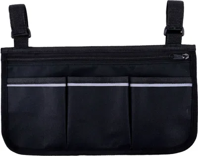 Obrázek produktu pro Brašna na invalidní vozík s kapsami Reflexní pruhy Boční taška na opěrku ruky pro invalidní vozík, skútr, úložná taška pro chodící rám