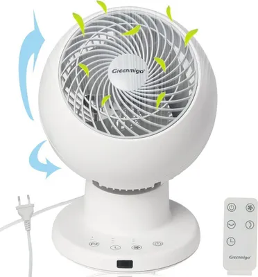 Produktbild von Greenmigo Leiser Ventilator Tischventilator Leise,3D Turbo-Ventilator weiß,33W,Multidirektionale Oszillation,Timer,Fernbedienung(GF-921A)