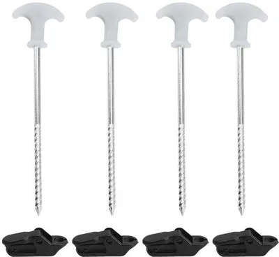 Image de 4 piquets de support robustes et résistants aux intempéries - Solides, de 21 cm de long, avec une poignée en forme de T