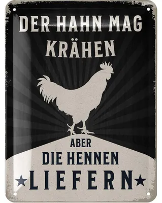 Produktbild von LANOLU Blechschild Hühnerstall Schild, Hühner Schild, Hühner Deko Geschenk Hühnerstall Zubehör, Wanddeko vintage Metallschild, 15x20cm