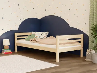 Produktbild von Hohes Kinder-Einzelbett aus Holz TULY mit zwei Kopfteilen 120x200 cm Dunkelgrau