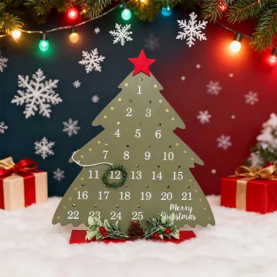 Produktbild von Kleiner Tannenbaum-Adventskalender 2026 - Holzer Countdown für den festlich gedeckten Tisch