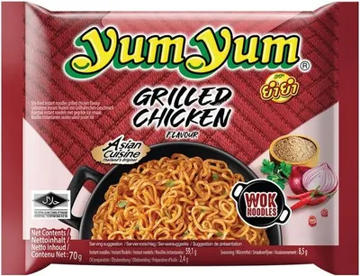 Produktbild von Yum Yum Grilled Chicken 30er Pack (30 x 70g) instant Nudeln Wok Nudelgericht