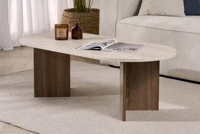 Produktbild von Skye Decor, Sable - Travertine, Walnut, Couchtisch, Travertin, 100% MELAMINBESCHICHTETE SPANNPLATTE, 119 x 60 x 40 cm