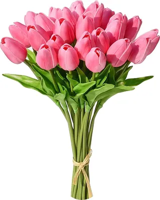 Obrázek produktu pro 20 kusů Umělé hedvábné tulipány, 35 cm - ideální pro Den matek, Velikonoce, Valentýna, domácí, kuchyňské a svatební dekorace