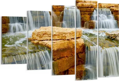 Produktbild von Bild auf Leinwand - Leinwandbild - Wasserfall Steine Wasser - 150x100cm - Wand Bild - Wanddeko - Leinwanddruck - Bilder - Kunstdruck - Wanddekoration - Leinwand bilder - Wandkunst - EG150x100-0122