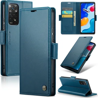 Image de Redmi Note 11 Housse, étui en cuir portefeuille porte-carte de protection avec fonction stand pour Xiaomi Redmi Note 11 4G / Note 11S bleu
