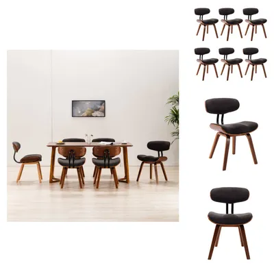 Image de vidaXL Chaises de salle à manger 6 pcs. Gris Bois courbé et Tissu - Chaises de salle à manger