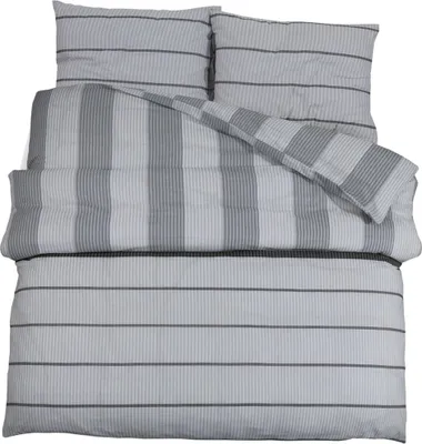 Image de vidaXL Ensemble de literie Gris 200x220 cm coton