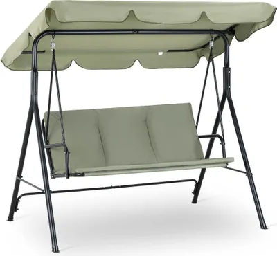 Produktbild von Strattore Hollywoodschaukel, Grün, 175 x 110 x 153 cm, Stahl (pulverbeschichtet), Polyester, Baumwolle, verstellbares Dach, 200 kg, Antirutsch Pads