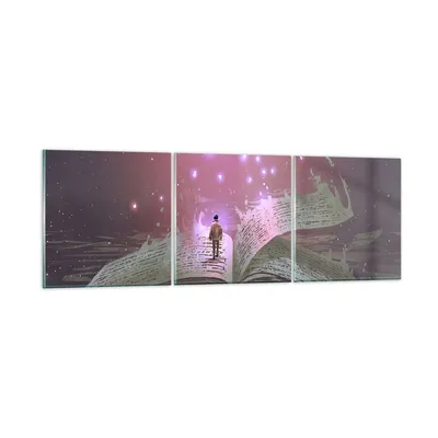 Produktbild von Bilder auf glas - Fantasy Buch - 150x50cm - Glasbilder - Wandbilder - Bilder - Kunstdruck - zum Aufhängen bereit - Wanddekoration aus Glas - Glas Bilder - Wandbild auf Glas - 3 Teile - GCA150x50-4010