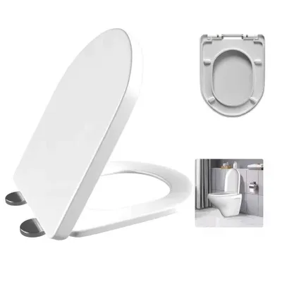Produktbild von WC-Sitz D-Form Weiß mit Soft-Close und Quick-Release, 360° verstellbare Scharniere, einfache Montage und Reinigung