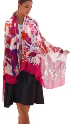 Produktbild von Prettystern Damen XXL Seidenschal Stola Sommer-Tuch Seide Schal Strand Pareo Sar