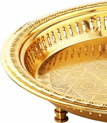 Produktbild von Orientalisches Serviertablett Juman aus Metall in Gold, 40 cm