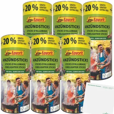 Produktbild von Favorit Anzündwürfel 6er Pack (6x100 Stück Dose) +20% gratis + usy Block