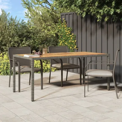 Zdjęcie produktu dla Stół ogrodowy Living Store 190x90x75 cm z polirattanu i drewna akacjowego, szary