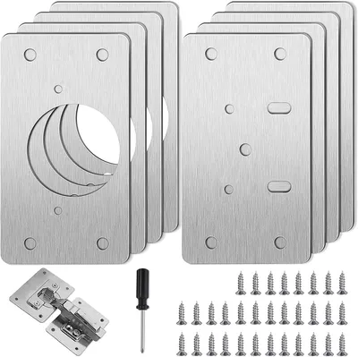 Imagen del producto de Kit de reparación de bisagras, de 8 piezas, acero inoxidable, 9 x 5 cm, para muebles y ventanas