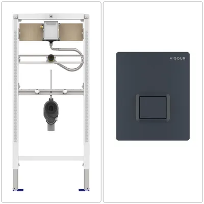 Produktbild von CONEL Urinal Vorwandelement mit VIGOUR TEES Betätigungsplatte, anthrazit matt