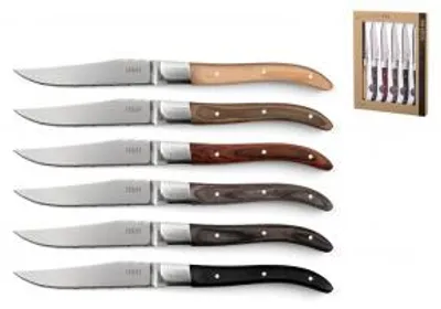Immagine prodotto di H&H Set 6 Coltelli Steak Con Lama In Inox E Manico In Legno