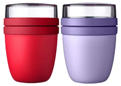 Produktbild von Mepal | Lunchpot Ellipse Mixed | Vivic Lilac + Campus Red | Müslibecher to go | Unterteilung für Joghurt & Müsli | 500 ml + 200 ml | Geeignet für Gefrierschrank, Mikrowelle & Spülmaschine