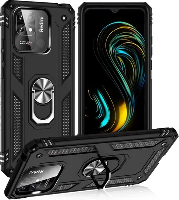 Obrázek produktu pro Černé pouzdro pro telefon Xiaomi Redmi 10C/Poco C40 s funkcí stojánku, modely 220333QAG a 220333QPG