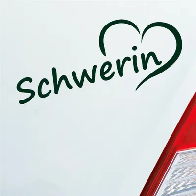 Produktbild von Auto Aufkleber Schwerin Herz Stadt City Liebe Love Heimat 19x8 cm Dunkelgrün Sticker Heckscheibenaufkleber