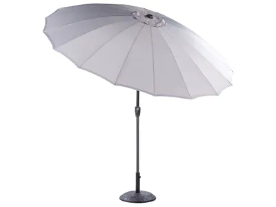 Produktbild von BELIANI Sonnenschirm Grau Stoff ⌀ 255 cm Rund Verstellbarer Neigungswinkel mit Kurbel Winddach Aluminiumgestell Marktschirm Garten Balkon Terrasse