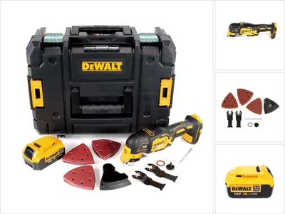 Image de DeWalt DCS355NT Outil oscillant multi-cutter sans fil 18V Brushless + 1x Batterie 4,0Ah + Coffret TSTAK +  Accessoires 29 pcs. - sans chargeur