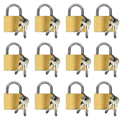 Image de 12 cadenas avec clé, format mini 20 mm, pour valises, armoires, casiers, étanches