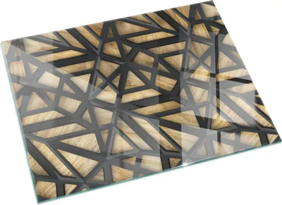Produktbild von Geometrie mit Holz – Glasbodenplatte für – Kaminofen – Kaminplatte Glas – Schutzglas – Funkenschutzplatte –Glasbodenplatte Feuerfeste – Hitzeschutzplatte – Bodenschutz aus Glas – 60x40 cm