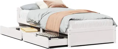 Image de vidaXL Lit en pin massif sans matelas blanc 90x190 cm