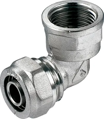 Immagine prodotto di raccordo a gomito in ottone PEX-AL-PEX 16 mm x 1/2" IG