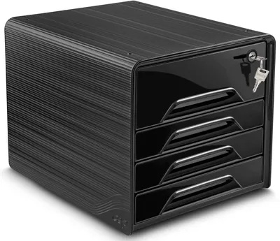 Produktbild von CEP Office Solution Schubladenbox Smoove Secure schwarz 107311011 DIN A4 mit 4 Schubladen
