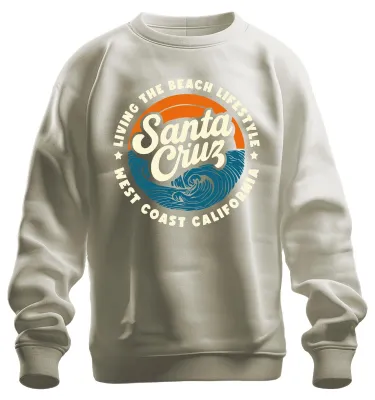 Immagine prodotto di Santa Cruz California West Coast Surfing Waves Retro Beach Life Felpa Unisex Pullover, Nature, L