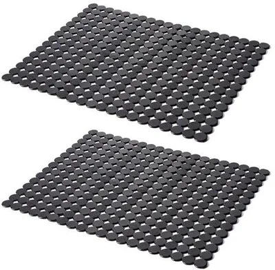Zdjęcie produktu dla Mata do zlewu z PVC w kropki – 30 x 40 cm – czarna – prostokątna – PVC