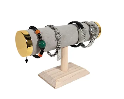 Produktbild von 1er Schmuckständer Schmuckhalter Armbandständer Uhrenständer Eleganter Look Samt grau