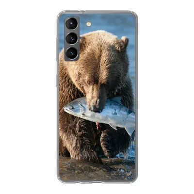 Produktbild von MuchoWow® Handyhülle Schutzhülle Hülle für Samsung Galaxy S21 Bär - Braun - Fisch Silikon Softcase Handy Hülle - Softcase