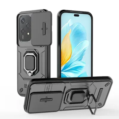 Immagine prodotto di Per Honor 200 Lite Protezione per fotocamera scorrevole Custodia protettiva in TPU/PC Supporto ad anello