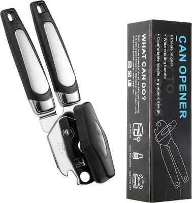 Image de INF Ouvre-boîte robuste en acier inoxydable 3-en-1 multifonctionnel Le noir