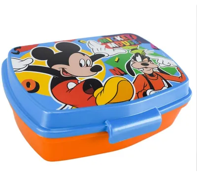 Produktbild von Disney Mickey Mouse & Goofy Lunchbox in Orange mit fröhlichem Motiv